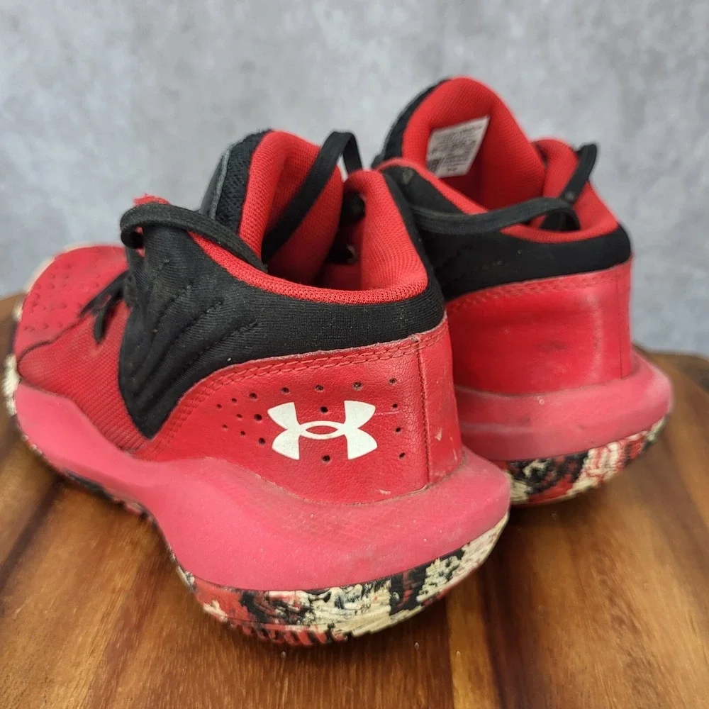Under Armour Basketball‎ Shoes Boys 4Y Red Perforated Sneakers 3024794-600